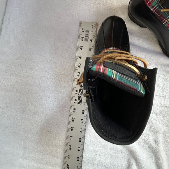 J.Crew Sperry Saltwater Plaid Navy Boots Size 6M Waterproof Rubber J9516 NWOT - Picture 6 of 8